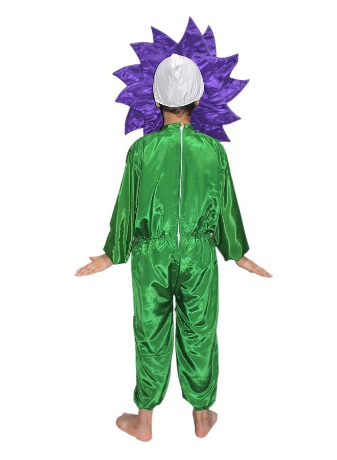 كاكو فانسي دريسيس زي تنكري من البوليستر من كاكو، مستوحى من الطبيعة، مزين بزهرة بنفسجية - بنفسجي وأخضر، مقاس 5-6 سنوات، للأولاد والبنات - Image 4